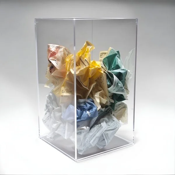 clear trash can for security