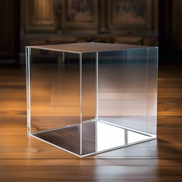clear acrylic box open on top